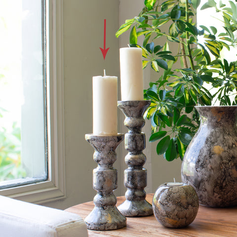 Candelabro Gris Emperador 10.5x10.5x22 cm