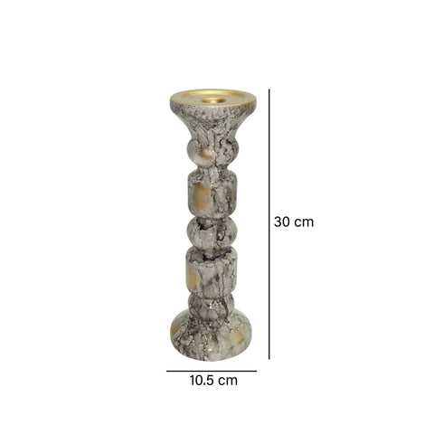 Candelabro Gris Emperador 10.5x10.5x30 cm