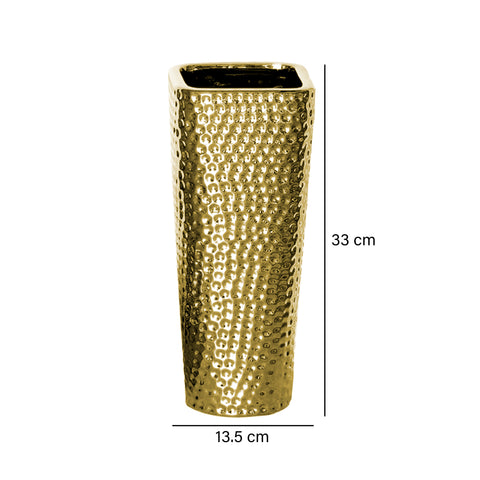 Jarrón Martillado Plata Budapest 13X33 cm