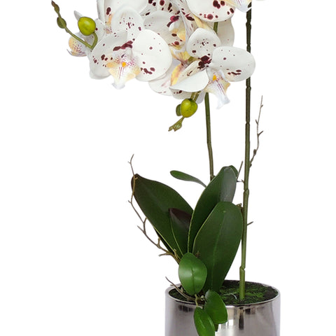 Planta Orquídea Artificial Plástico Blanco Jardín 29x55 cm