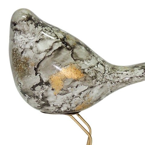 Escultura Pajaro Lado Gris Emperador 14.5x21 cm