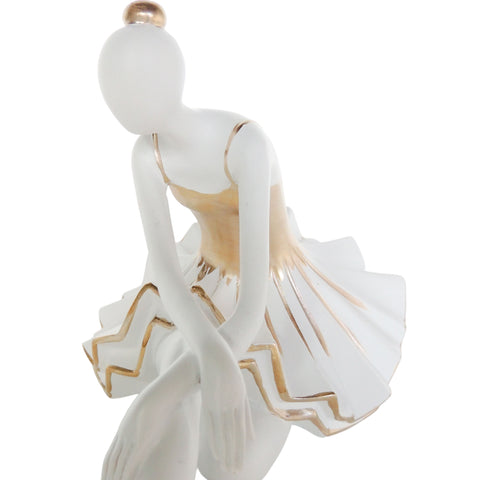 Escultura Bailarina Blanco Oro Ebud 25.5X12.5X14.5 cm