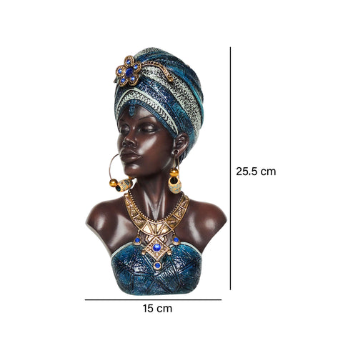 Escultura cabeza africana Azul Nairobi 15x11x25.5 cm