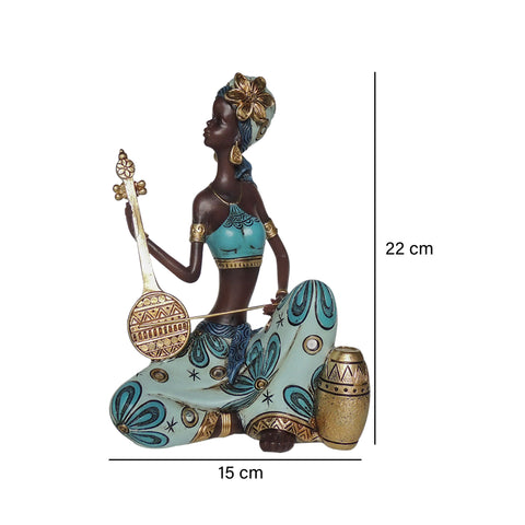 Escultura africana sentada Azul Nairobi 15x10x22 cm