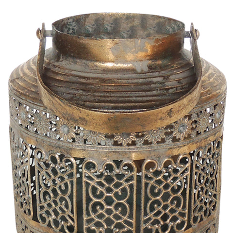 Farol metálico Oro Sultan 16x18 cm