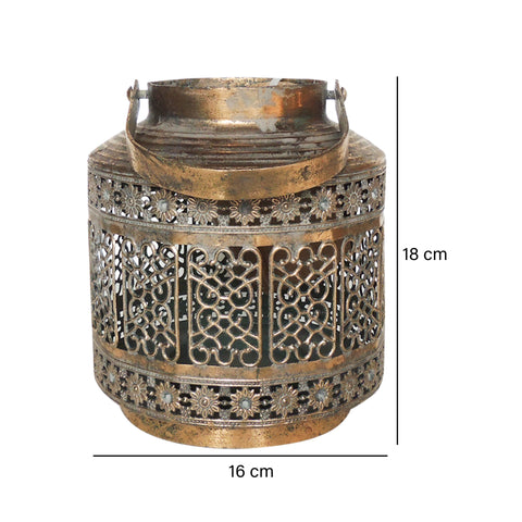 Farol metálico Oro Sultan 16x18 cm