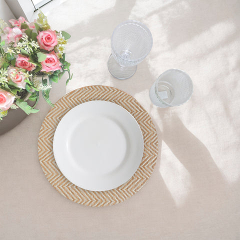 Base de Plato Tejido Beige Botanical 33 x 33 x 1.7 cm