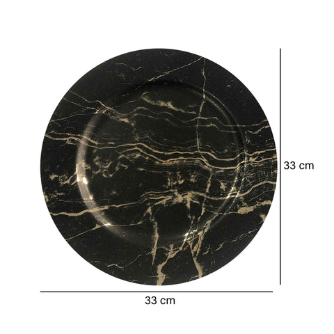 Base de Plato Mármol Negro Botanical 33 x 33 x 1.7 cm