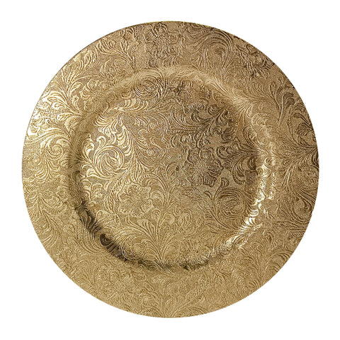 Base de Plato Flores Oro Botanical 33 x 33 x 1.7 cm