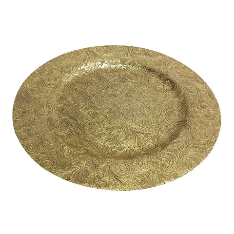 Base de Plato Flores Oro Botanical 33 x 33 x 1.7 cm