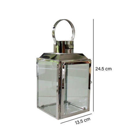 Farol Metal Plata Milan 13.5x24.5 cm