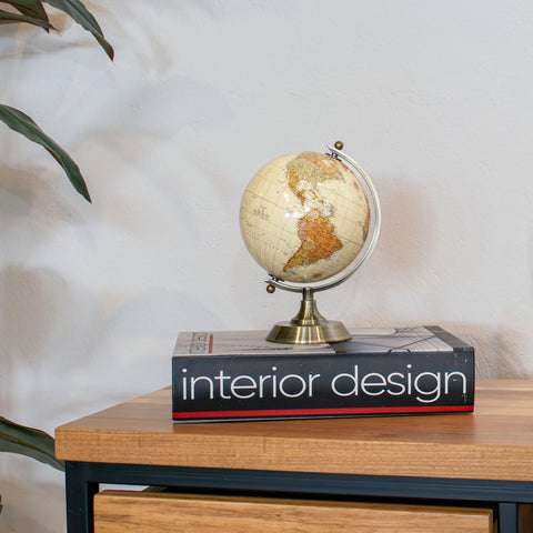 Escultura mapamundi Beige Atlas 16x14.5x21.5 cm