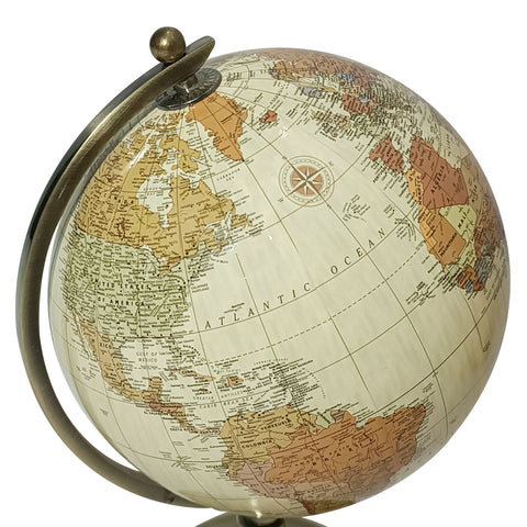 Escultura mapamundi Beige Atlas 16x14.5x21.5 cm