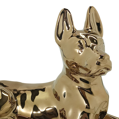 Escultura perro acostado Oro 36x21x23.5 cm