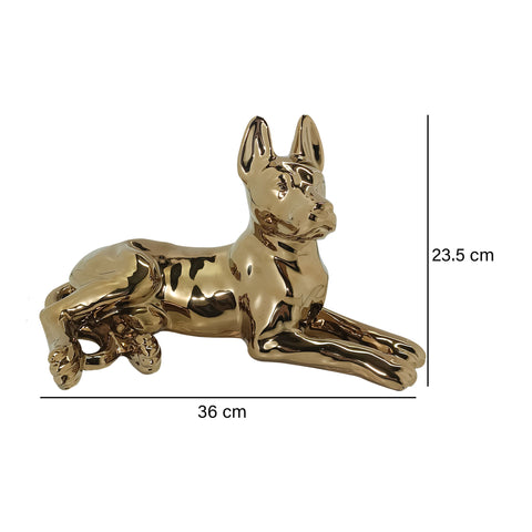 Escultura perro acostado Oro 36x21x23.5 cm