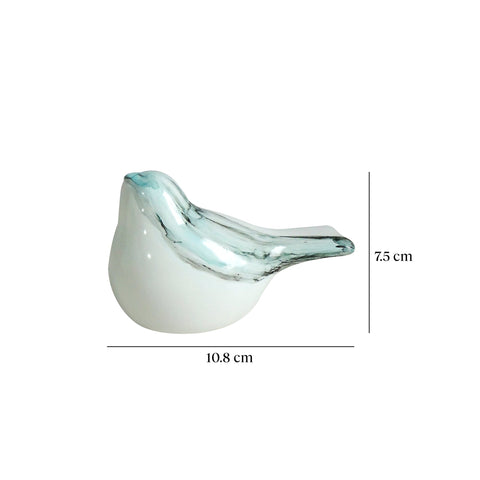 Escultura Pajaro Blanco Azul Rio 10.8X4.5X7.5 cm