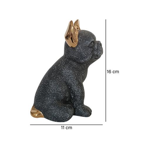 Escultura perro sentado Negro Seul 11 x 9 x 16 cm