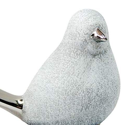 Escultura Pájaro lado Plata Guinea 13.5 x 8 x 10 cm