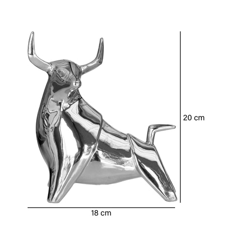Escultura Toro plata Malawi 18x20cm