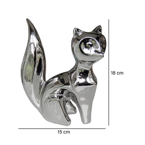 Escultura Zorro Plata Malawi 15 x 6 x 18 cm