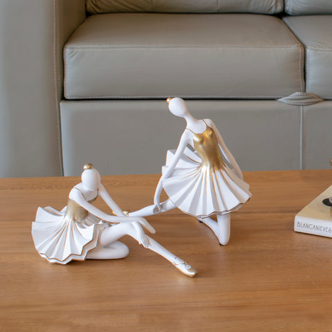Escultura Bailarina Blanco Oro Ebud 25.5X12.5X14.5 cm