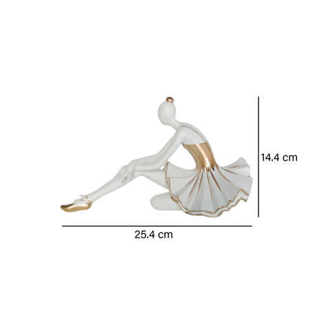 Escultura Bailarina Blanco Oro Ebud 25.5X12.5X14.5 cm