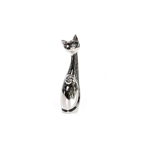 Escultura Gato Plata Dubai 6.5 x 6.5 x 25.5 cm