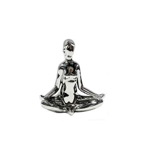 Escultura Mujer Yoga Plata Yoga 15.5X18cm