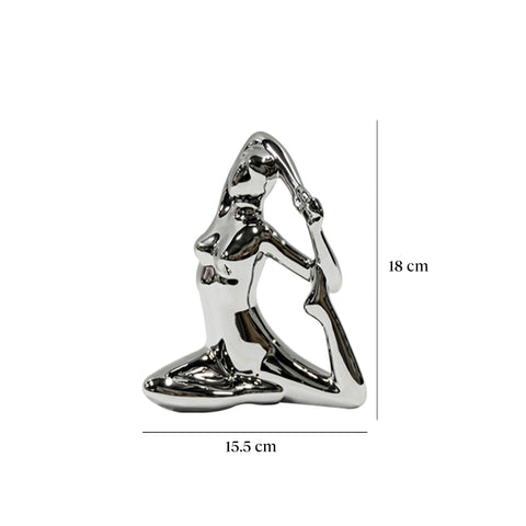 Escultura mujer yoga brazo - pie Plata 15.5 x 8 x 18 cm