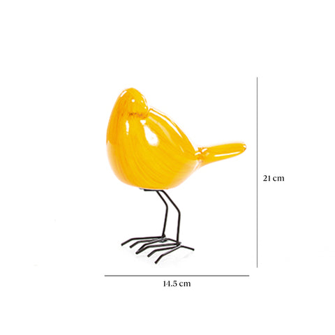 Escultura Pajaro Lado Amarillo Tibet 14.5X21cm