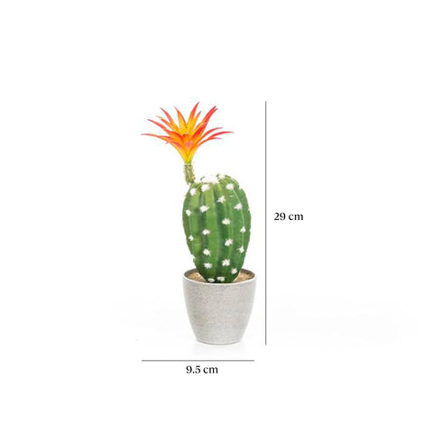 Matera Cactus Flor Verde Naranja Garden 9.5X29cm