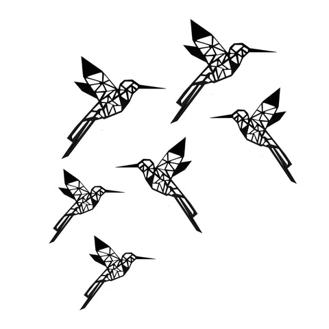 Apliques Set X6 Colibrí Negro 15.7X17cm